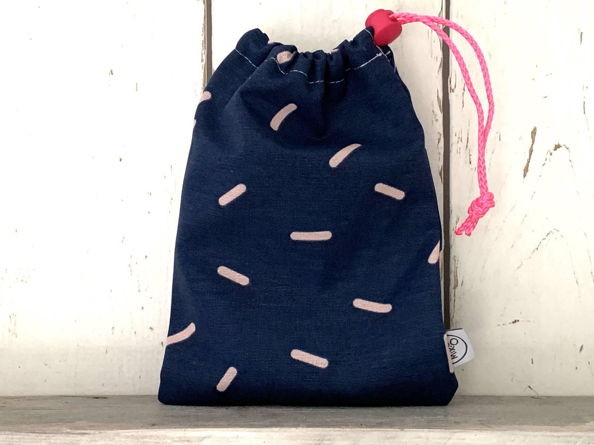 MixG | Knikkerzak | Donkerblauw met roze| Meisje